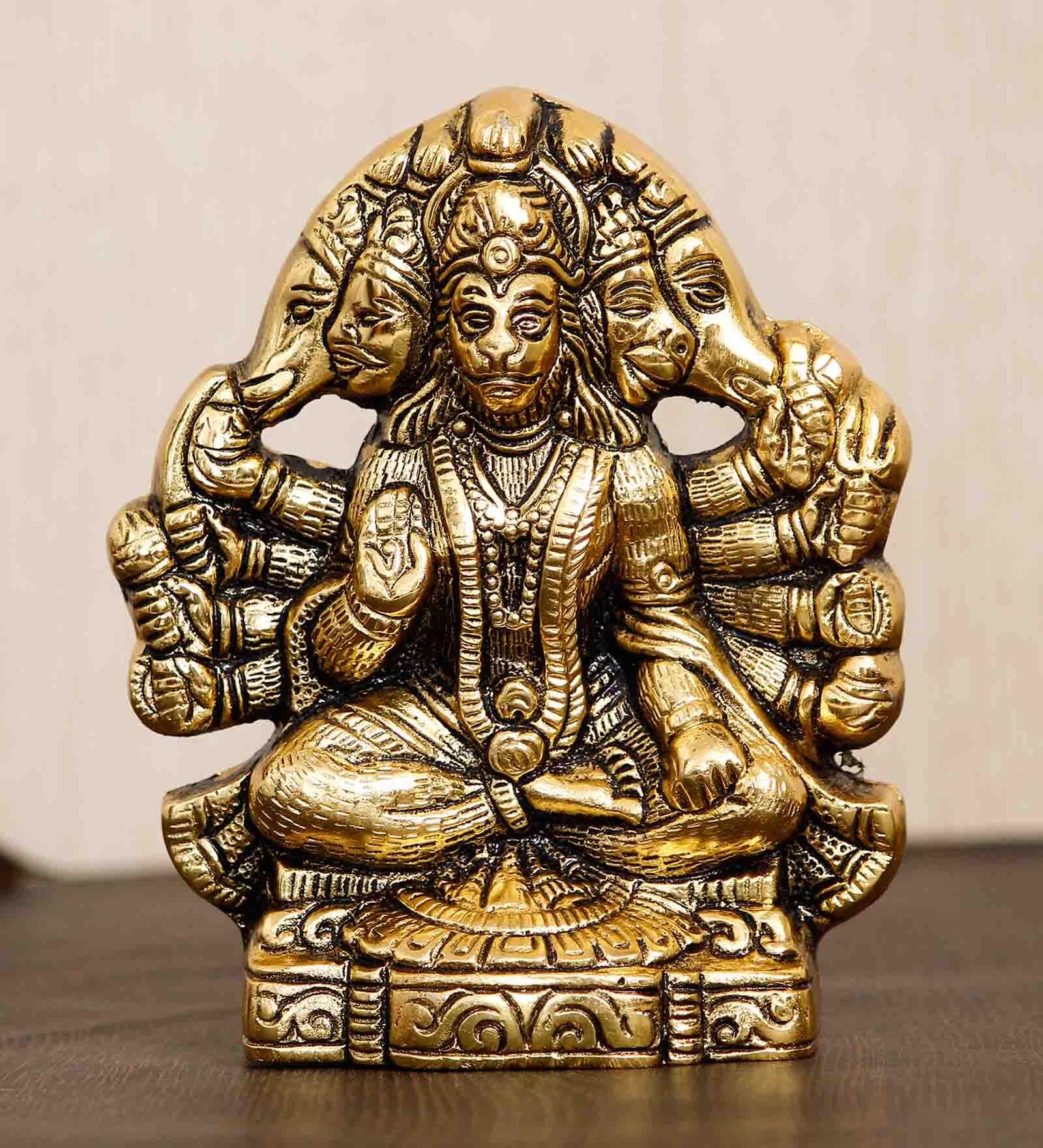 Golden Metal Panch Mukhi Hanuman Idol