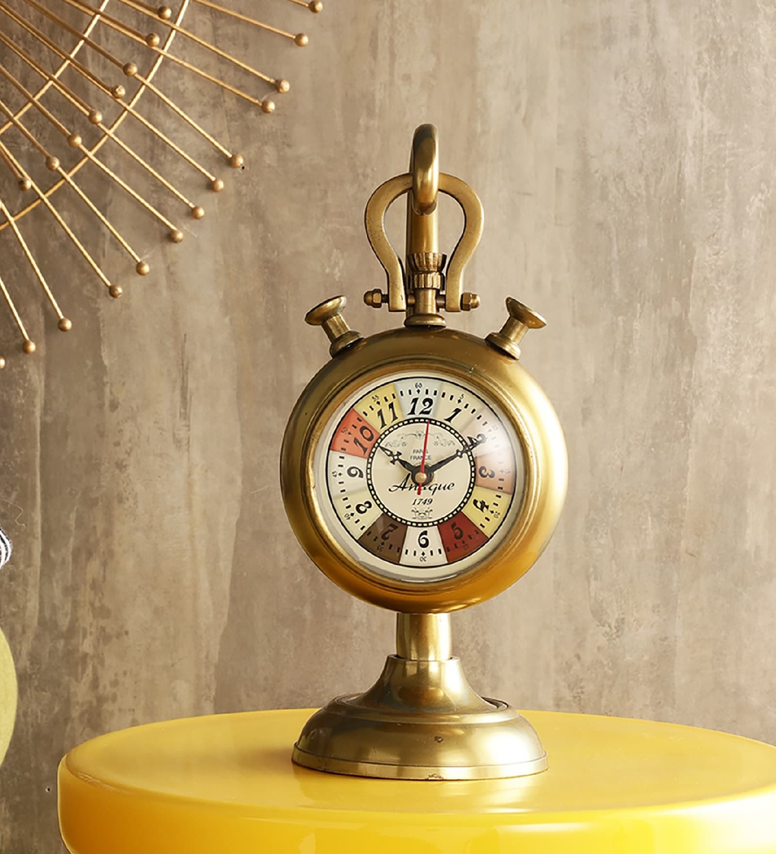 Golden Metallic Dial Hanging Table Clock