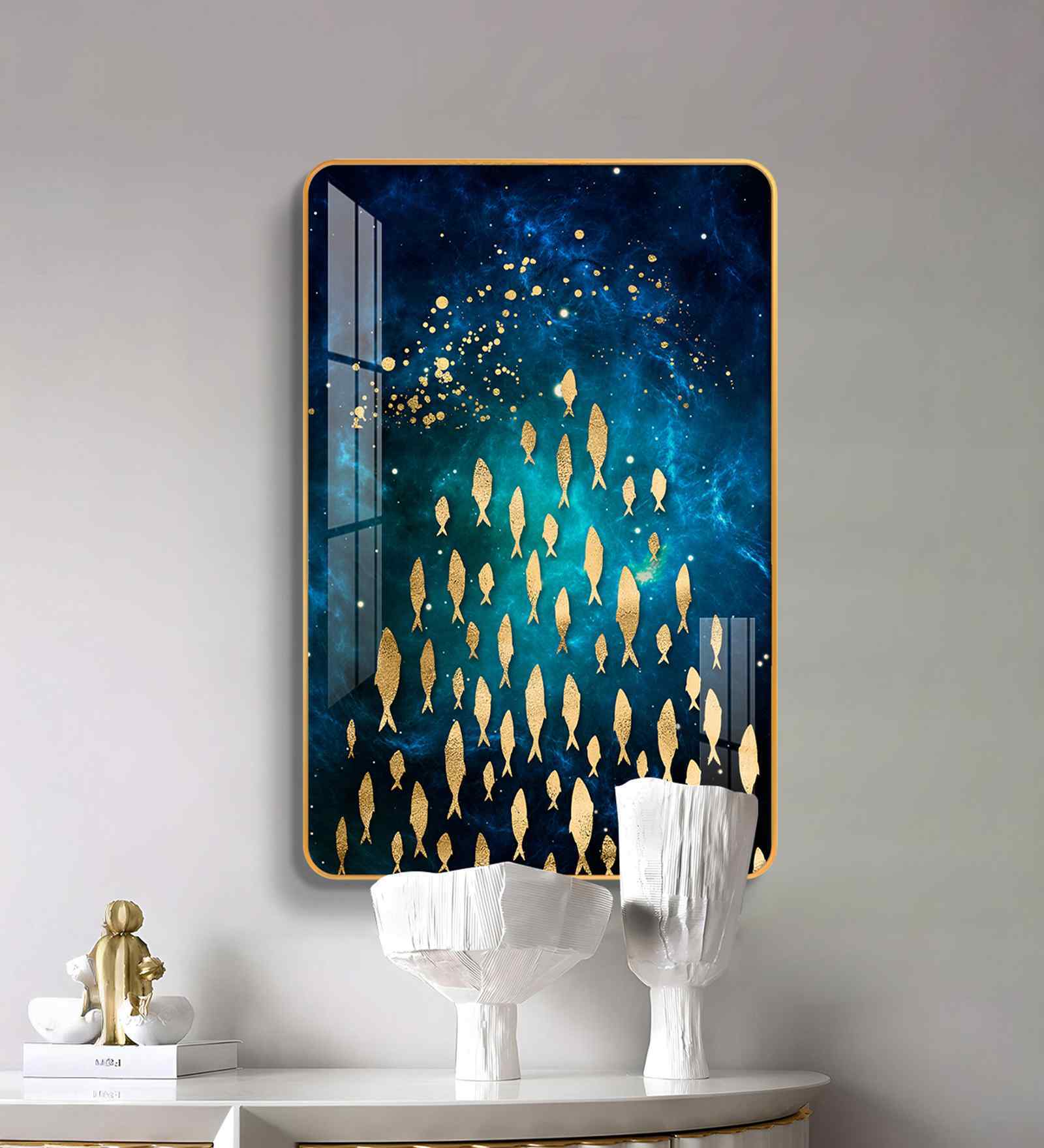 Golden Ocean MDF Wood Acrylic Wall Art