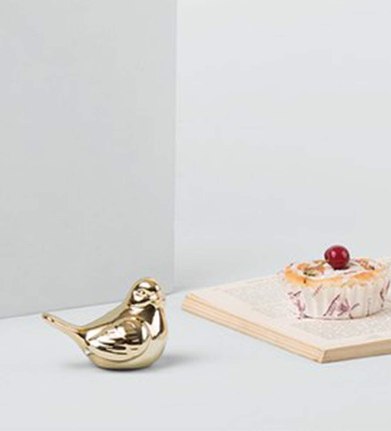 Golden Polyresin Bird Figurine