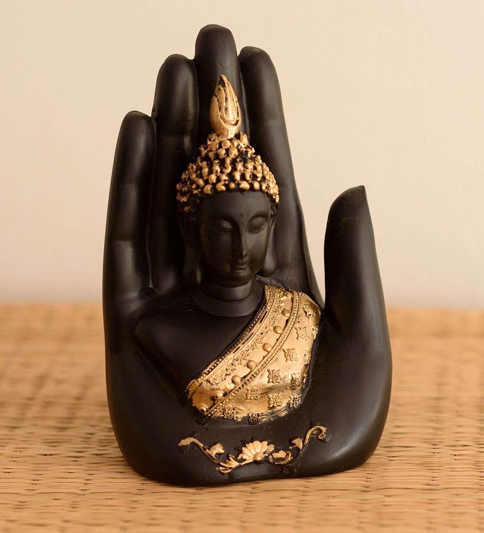 Buddha Black & Gold Polyresin Idol