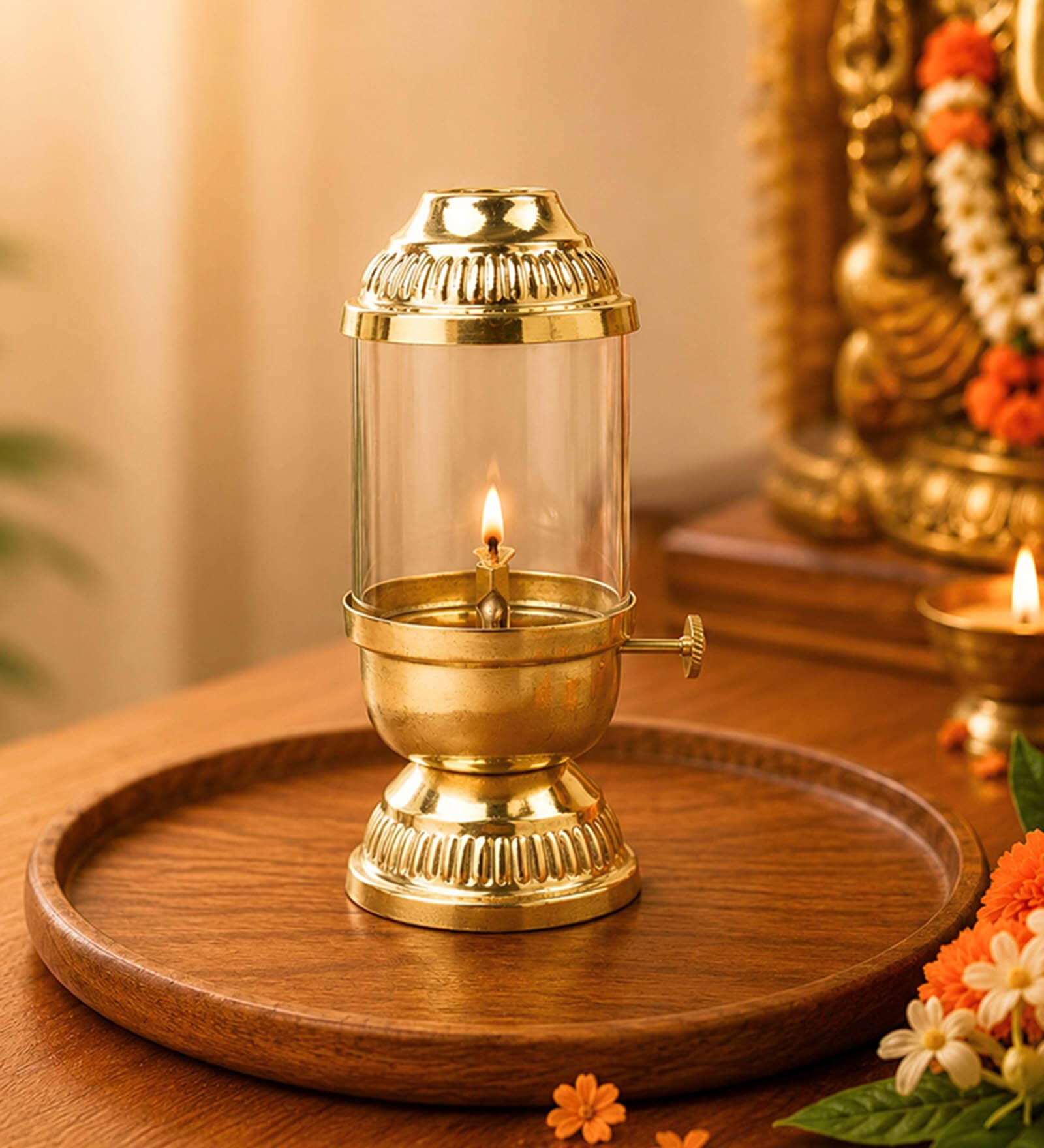 Golden Premium Brass Akhand Diya