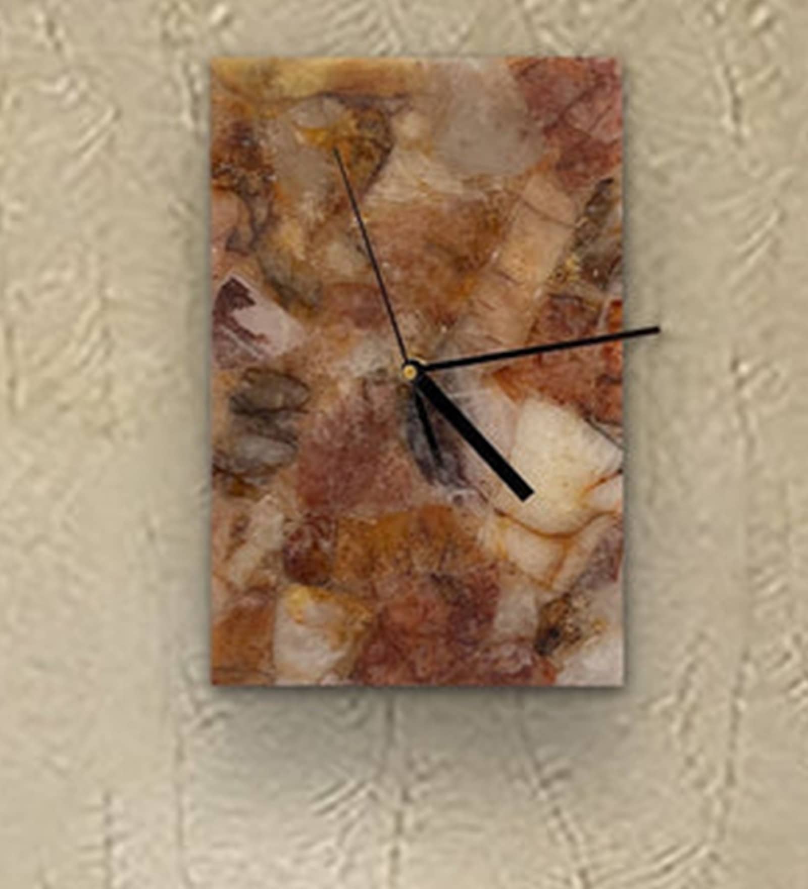 Golden Quartz Gemstone Rectangle Clock -
