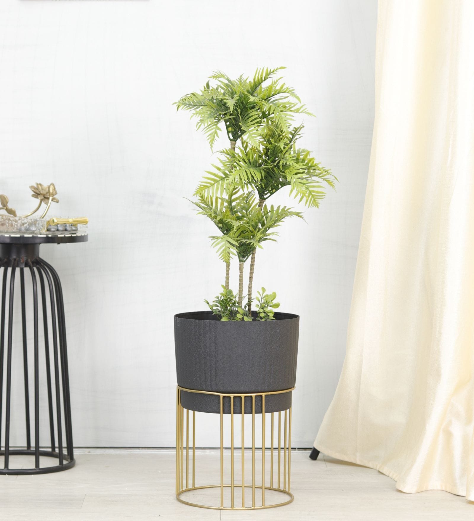 Golden Ridge Large Black & Gold Metal Planter