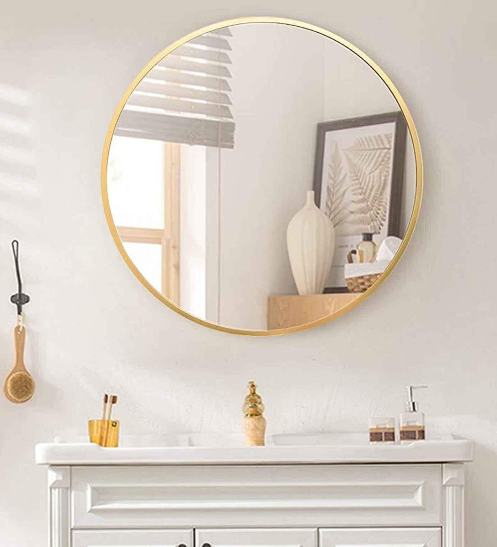 Buy Golden Round Steel Mirror at 23% OFF by CasaGold | Pepperfry