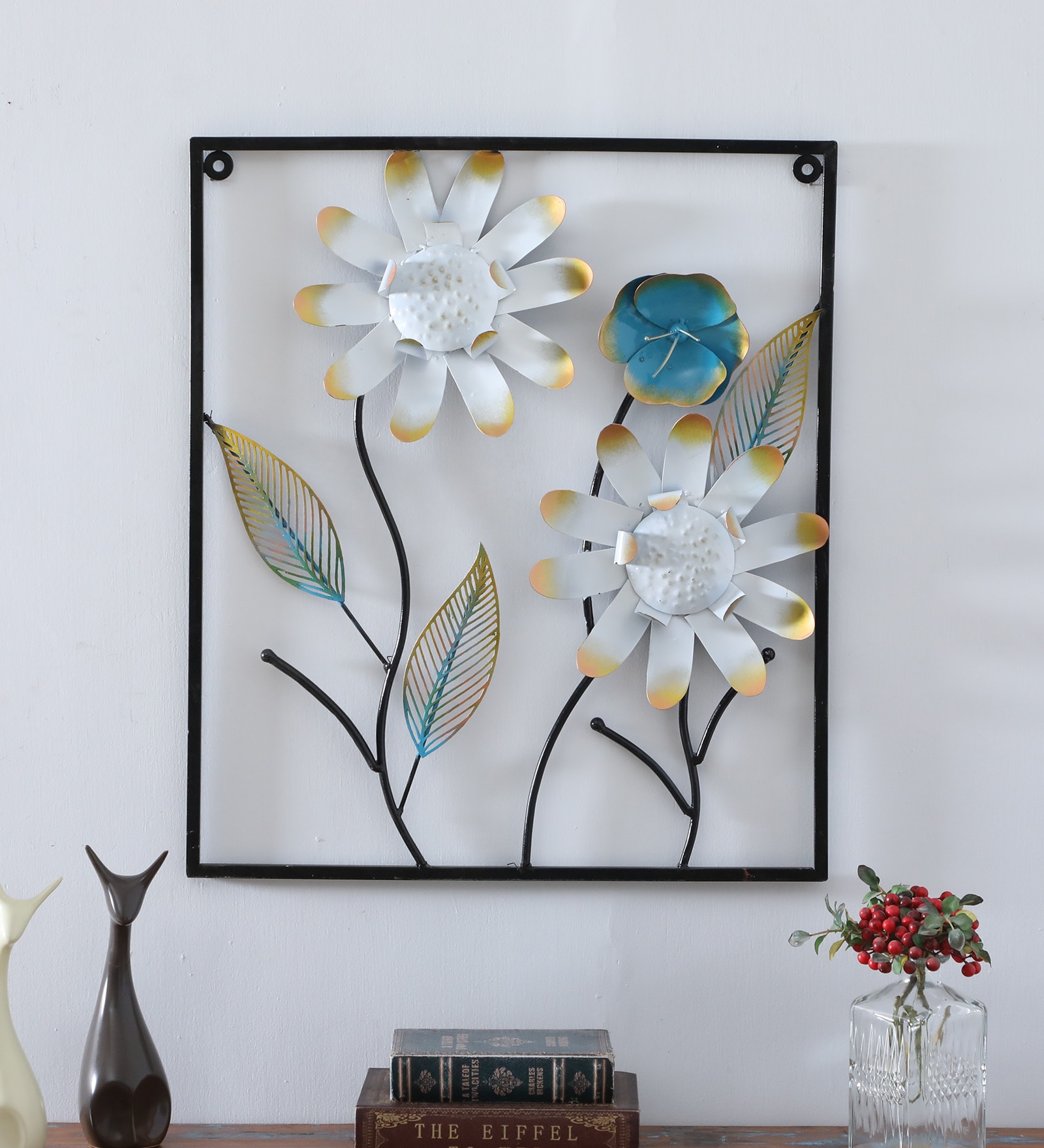 Flowers Multicolour Iron Wall Art Without LED