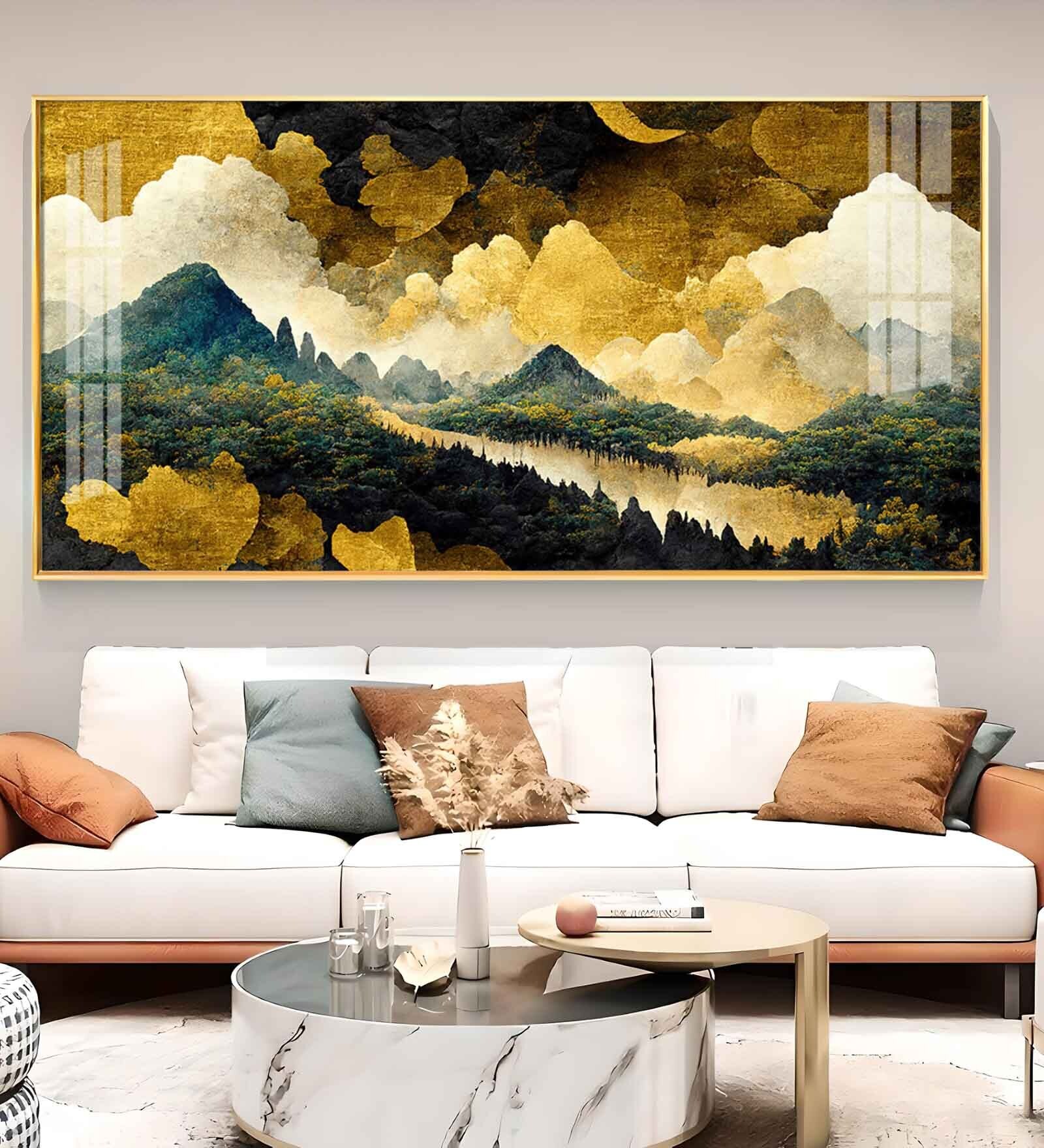Golden Skies Glass Finish Horizontal Wall Art