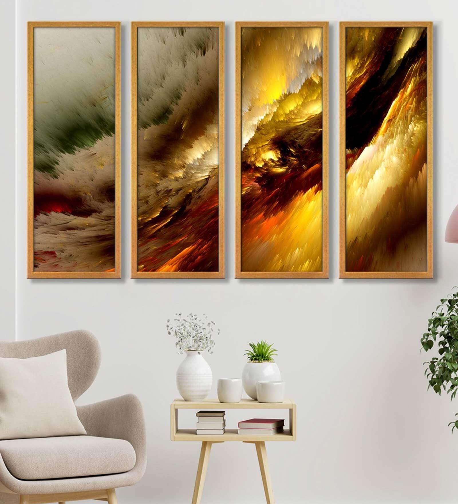 Buy Sky Multicolour Canvas Frame Landscape Art Panel Set of 4 at 6% OFF ...