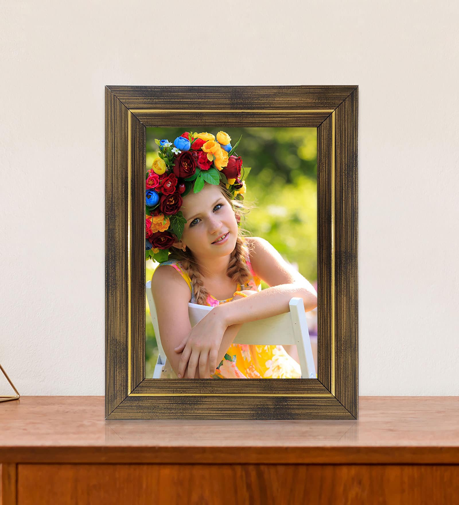 Golden Synthetic Wood 8X12 Inch Table Photo Frame