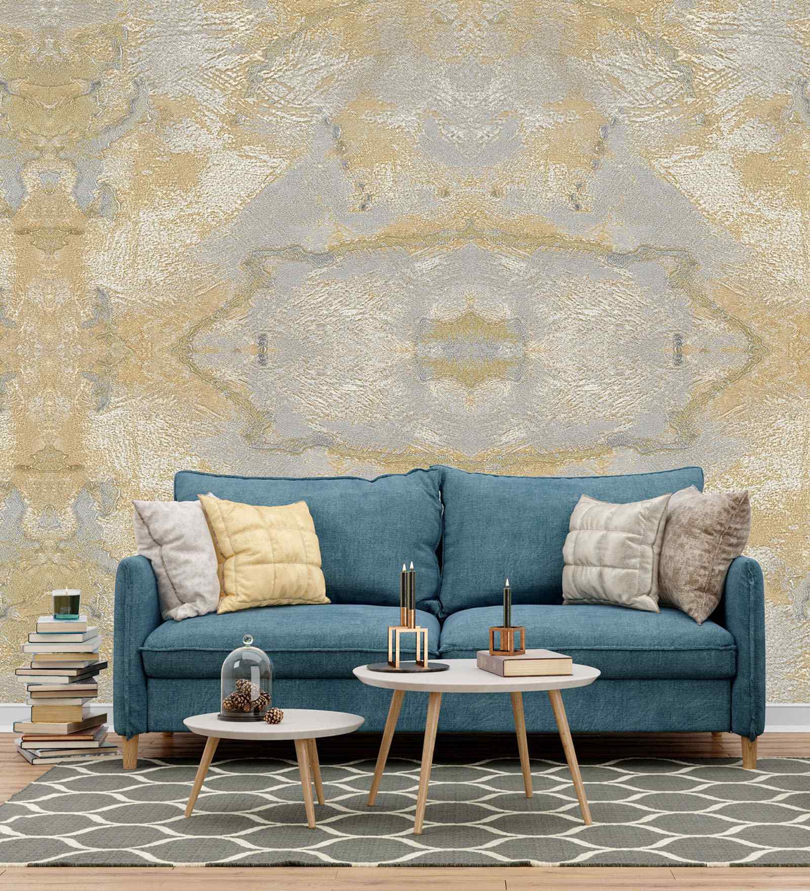 Golden Texture Abstract Wallpaper and Airport Signage Pack Wall Decals