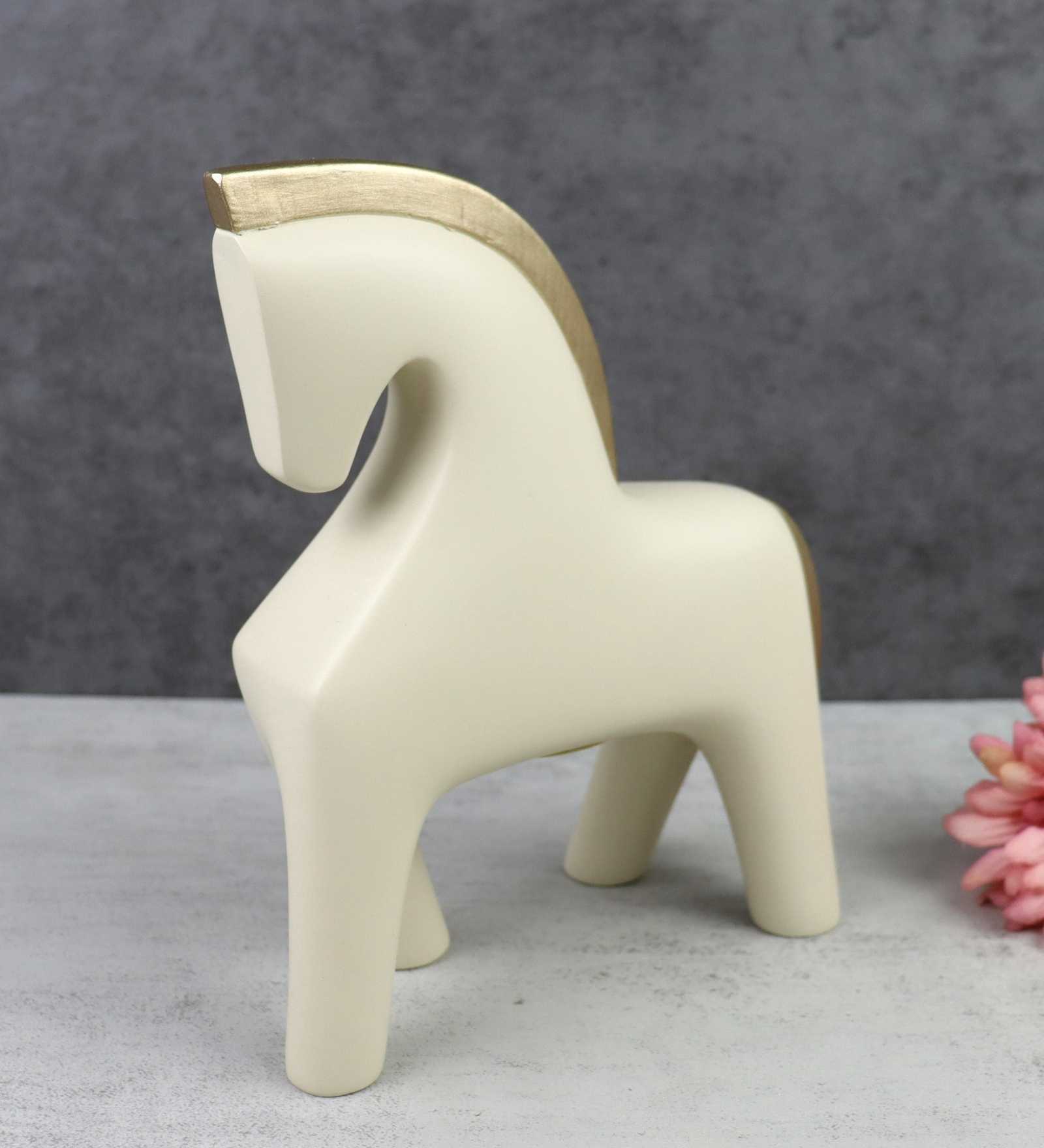 Golden Whisper Horse Resin Artifact (White)