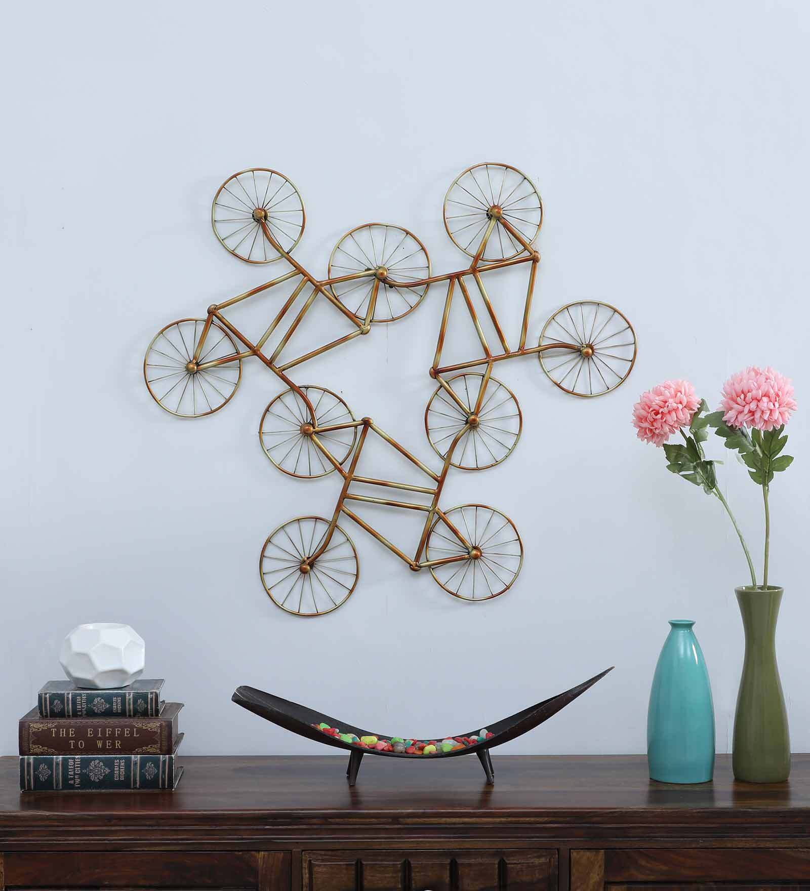 Golden Wrought Iron Painted Cycle Cluster Wall Decor