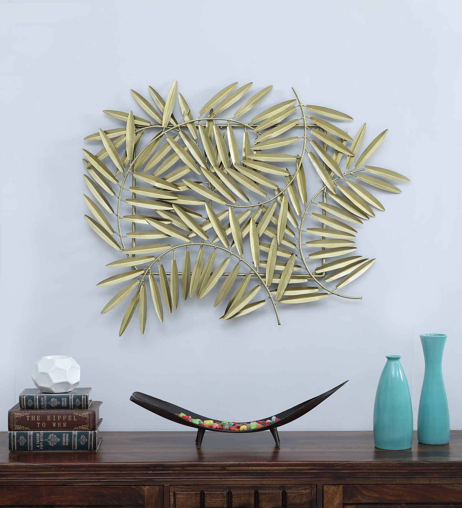 Golden Wrought Iron Painted Royal Golden Leaves Cluster Wall Decor
