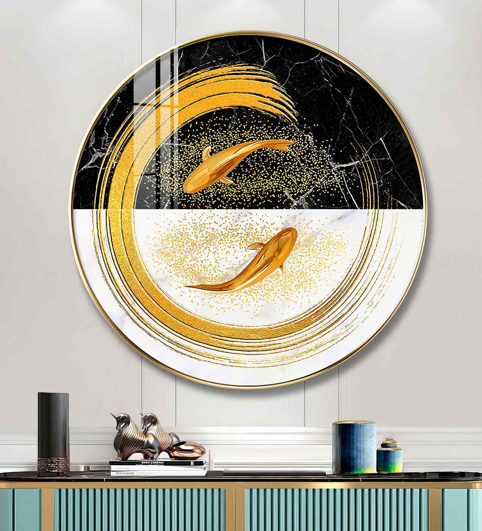 Goldfish Emblem Acrylic Round Wall Art