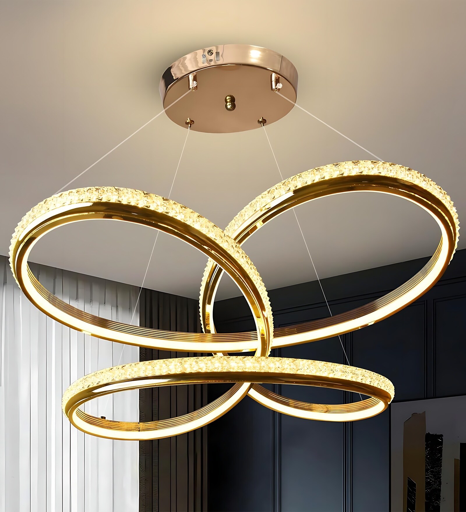 Good Times 170W |62 Cm |Height Adjustable |3 Light Mode |Modern LED Ceiling Chandelier for Living Room, Dining, Bedroom, Hall, Kitchen, Office, Luxury Decorative Lighting