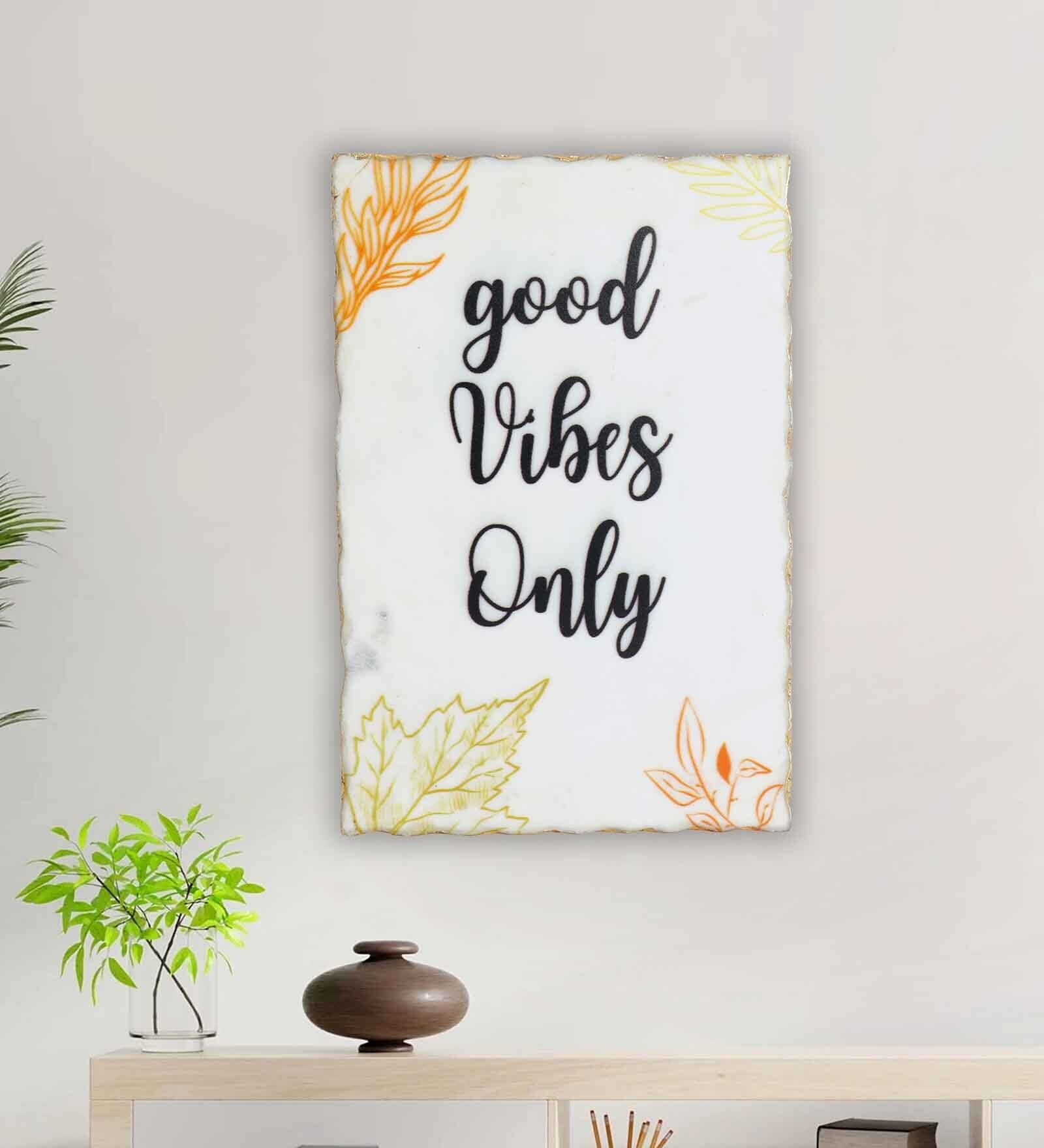 Goods Vibes Only White Marble Wall Art