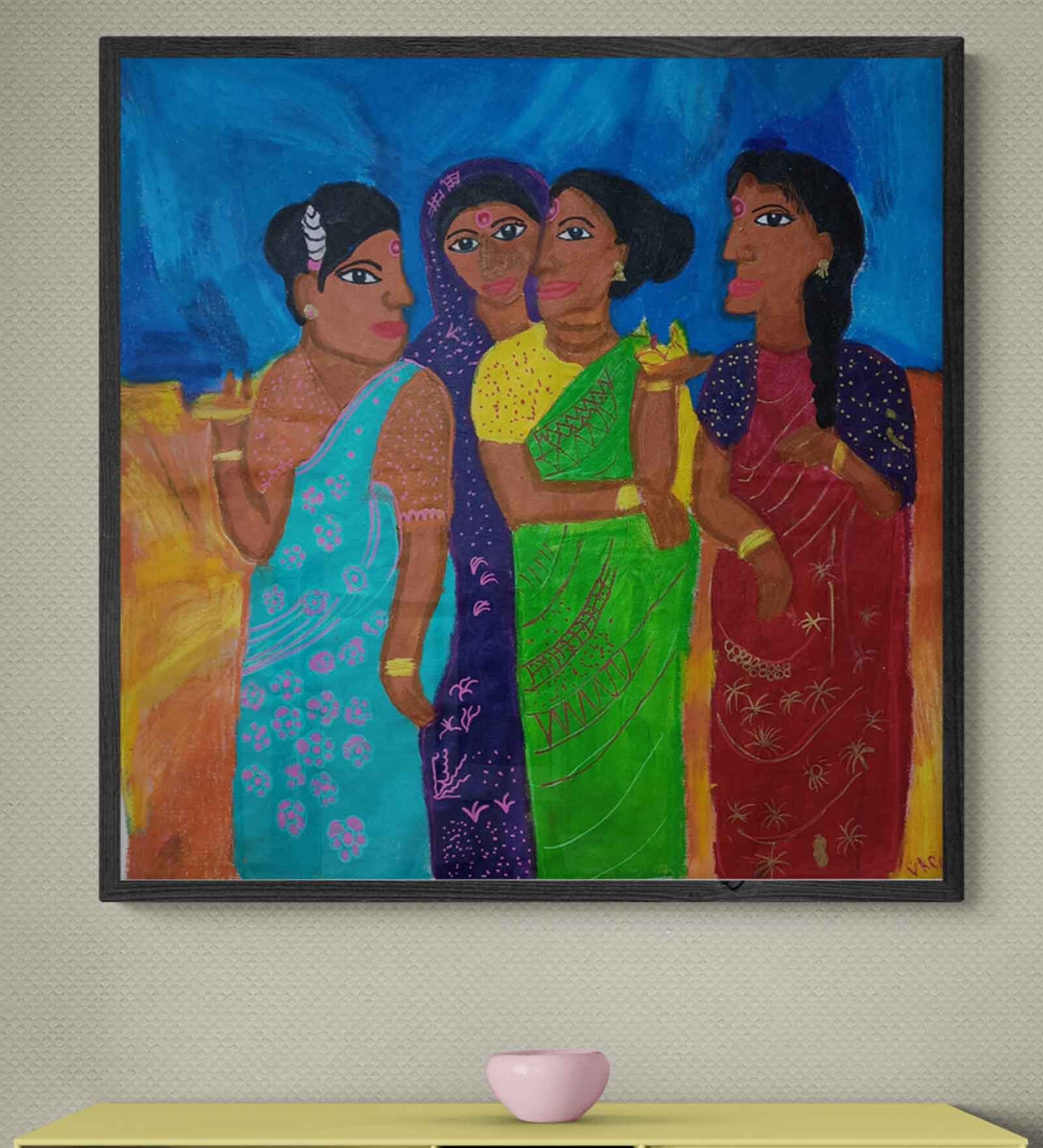 Gossip Mongers  Handmade Acrylic Paint On Canvas Unframed