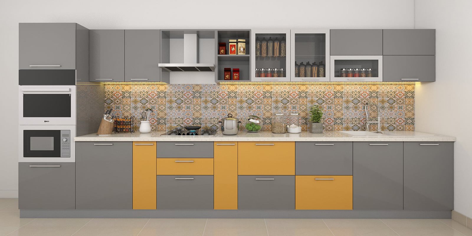 Gordon Straight Modular Kitchen Designed in MDF