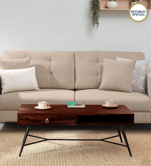 Goines Sheesham Wood Coffee Table in Scratch Resistant Honey Oak Finish