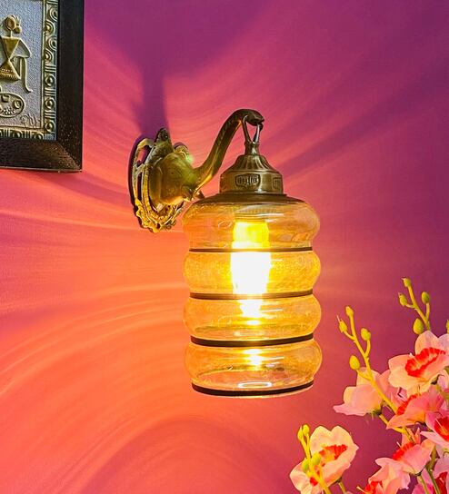 Gold & Black B22 holder Metal & Glass Uplight Wall Scone