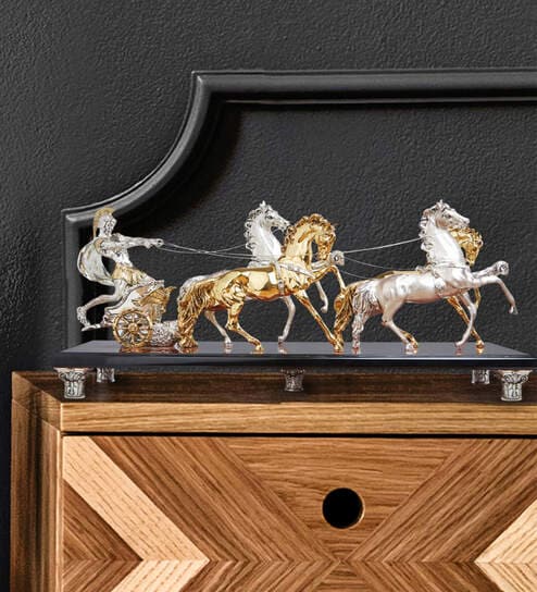 Gold & Silver Resin Roma Chariot 56 Inch Religious Idol (1 Pc)