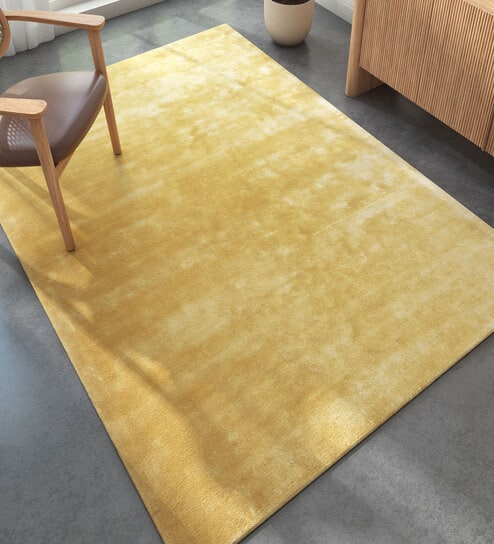 Gold Abstract Viscose 5 ft X 8 ft Hand Tufted Rectangle Carpet