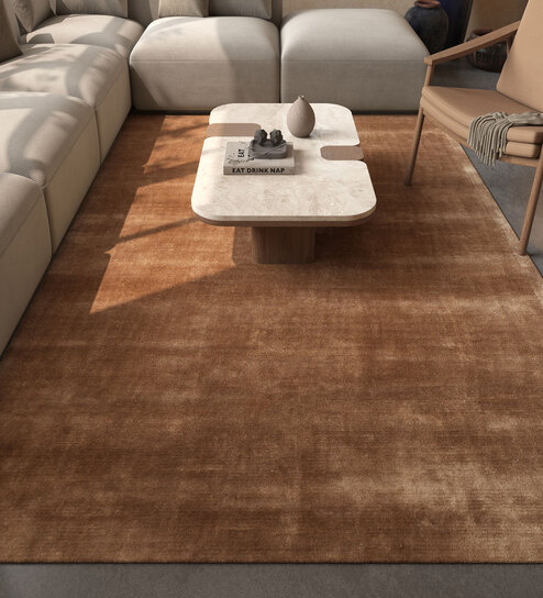 Gold Abstract Viscose 6 ft X 9 ft Hand Tufted Rectangle Carpet