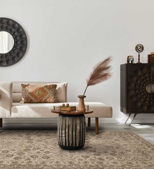 Gold Abstract Woolen Blend 4 x 6 Feet Hand Tufted Carpet