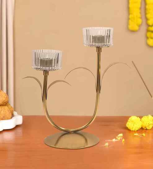 Gold Aluminium Candle Holder