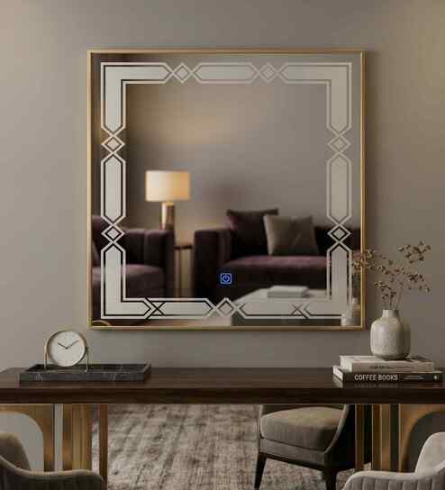 Gold Aluminium Frame LED Rectangular Wall Mirror 24 X 30 In