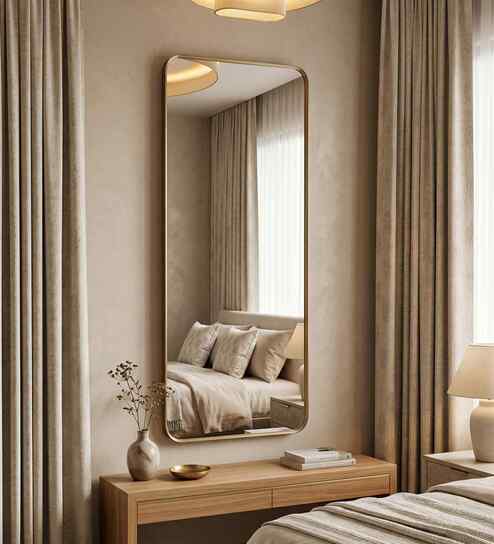 Gold Aluminium Frame Rectangular Long Wall Mirror 24 X 54 In