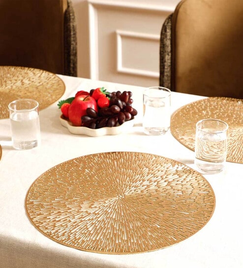 Golden Amelia Round PVC Dining Table Placemat