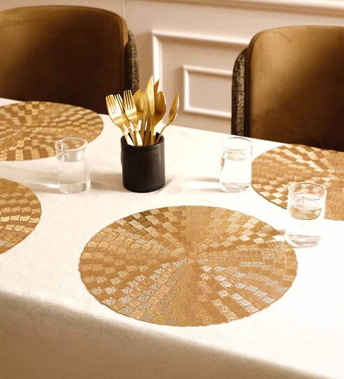 Golden Anya Round PVC Dining Table Placemat