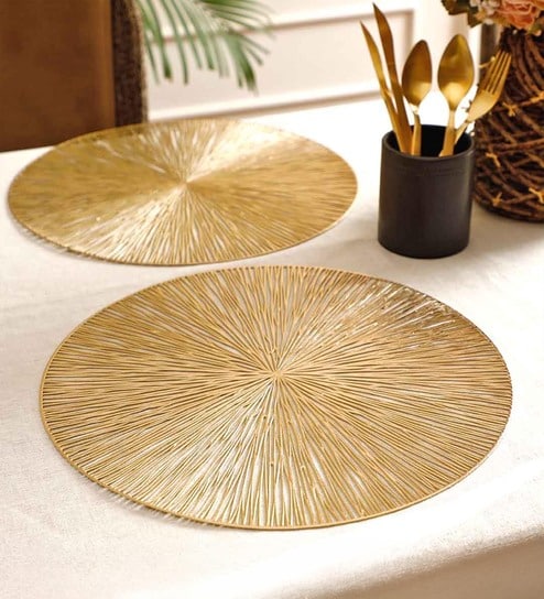 Golden Badra Round PVC Dining Table Placemat