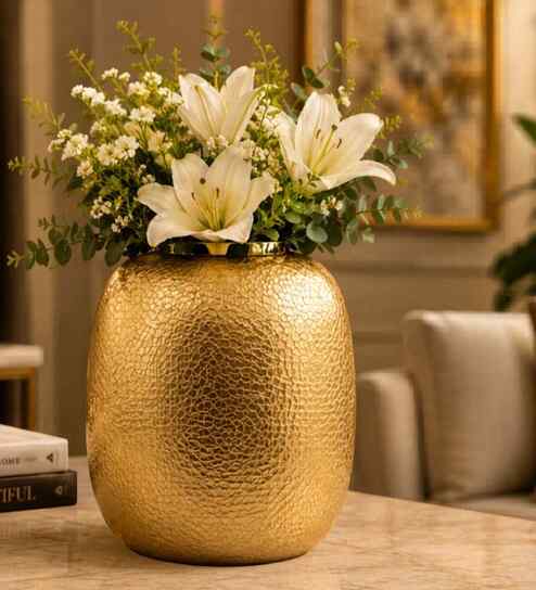 Gold black Tall Rounded Cylinder Vase For HomeDecor