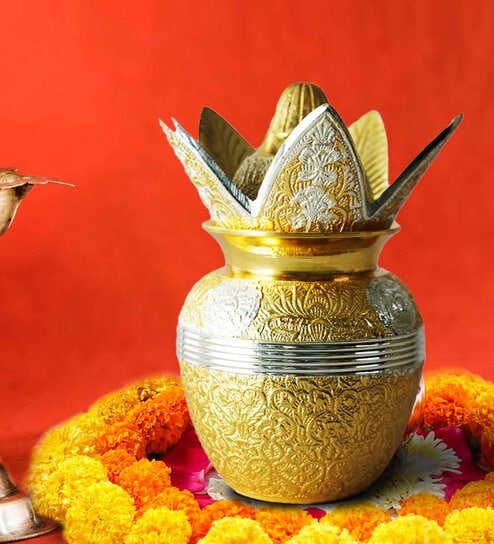 Gold Brass Puja Kalash by Wens