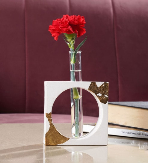 Switzer Gold Concrete Table Vase by Purezento