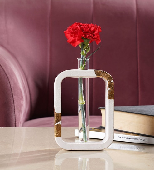 Switzer Gold Concrete Table Vase by Purezento