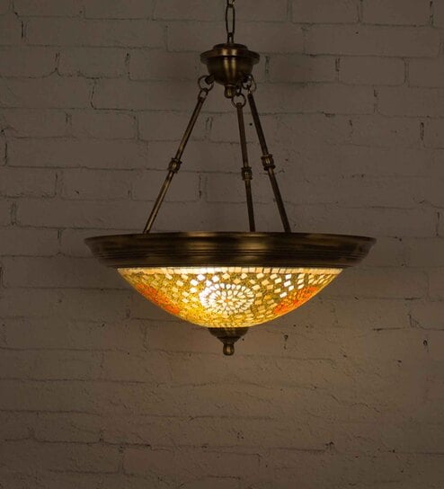Gold Dish Tilak Antique Brass 3 Light Hanging Light