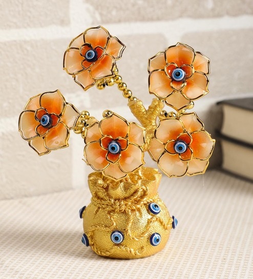 Buy Gold Evil Eye Artificial Flower Showpiece By Ethnic Karigari