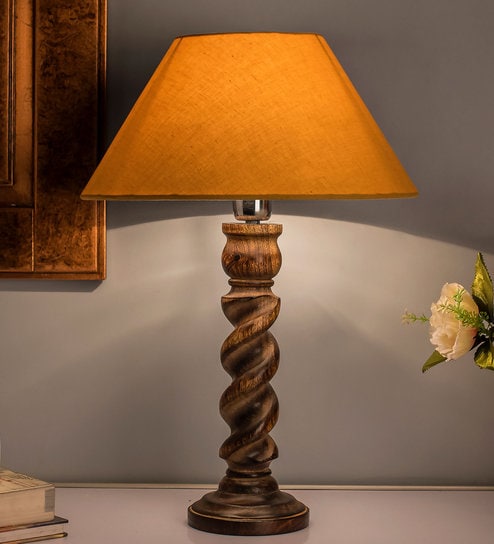 Gold Fabric Classic Twister Table Lamp