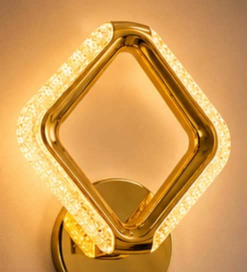 Gold Finish Novelty Wall Light Square Design Set of 1