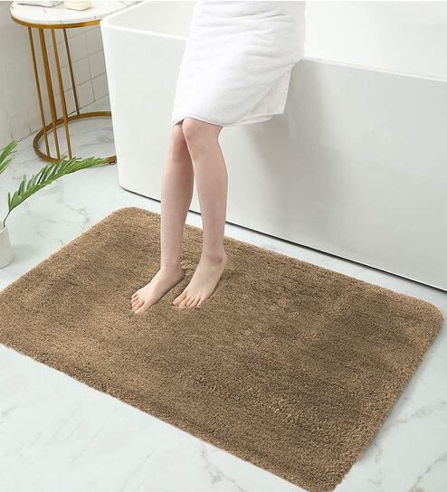 Gold Geometric Microfibre 35x24 Inches  Bath Mat
