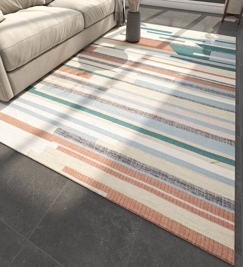 Gold Geometrical Wool 6 ft X 9 ft Flat Weaves