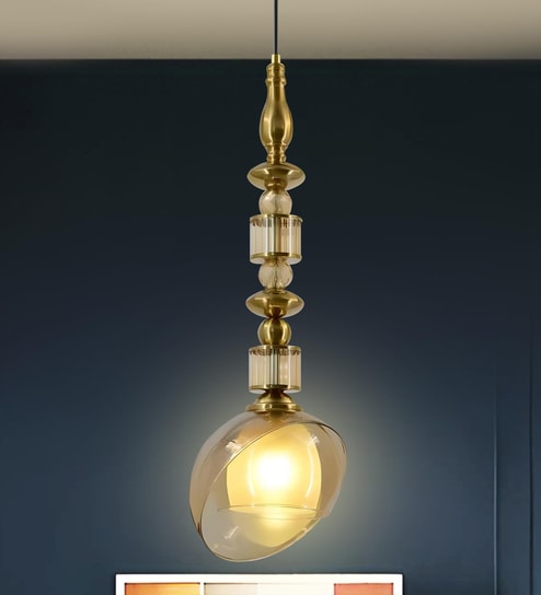 Gold Glass Pendant Light with 3 Color Modes