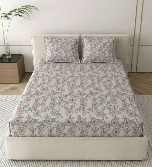 Gold Grace Double 186 TC Cotton Bedsheet With 2 Matching Pillow Covers