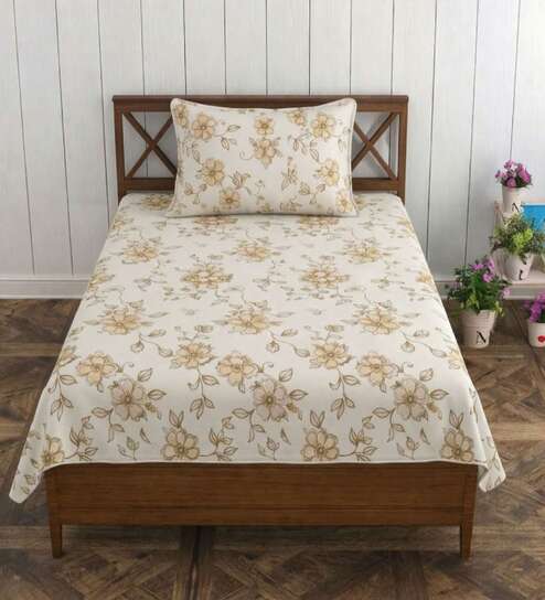 Gold Grace Double 186 TC Cotton Bedsheet With 2 Matching Pillow Covers