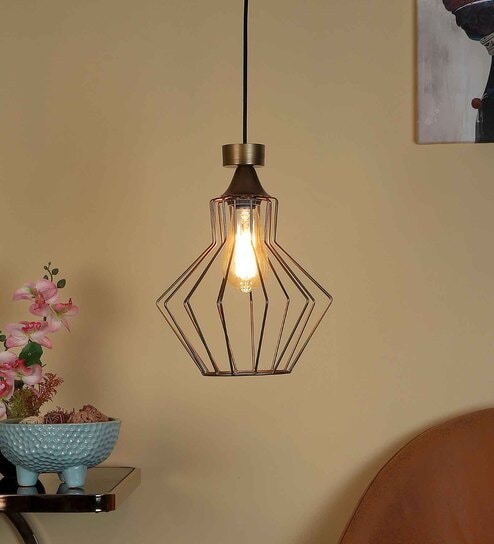 Boris Gold Iron Hanging Light by Eliante by Jainsons Lights