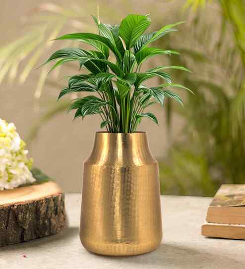 Gold Iron Metal Hammered Flower vase (11.31 inch )
