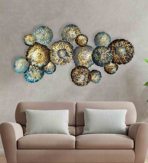 Gold Leaf Multicolour Metal Wall Art by Hanable India